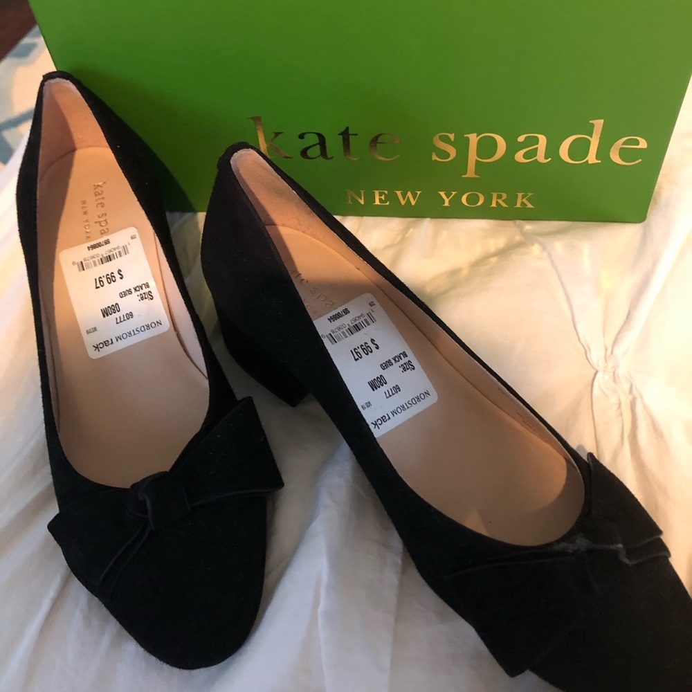 NWT Kate Spade suede black pumps 8M